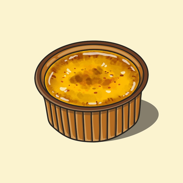 Vector delicioso creme brulee para el postre