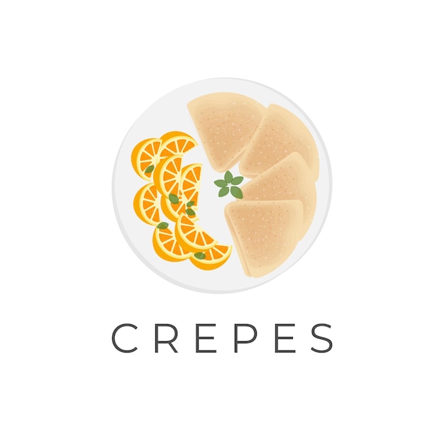 Delicioso Crepe Vector Ilustración Logo Con Naranja Fresca Además