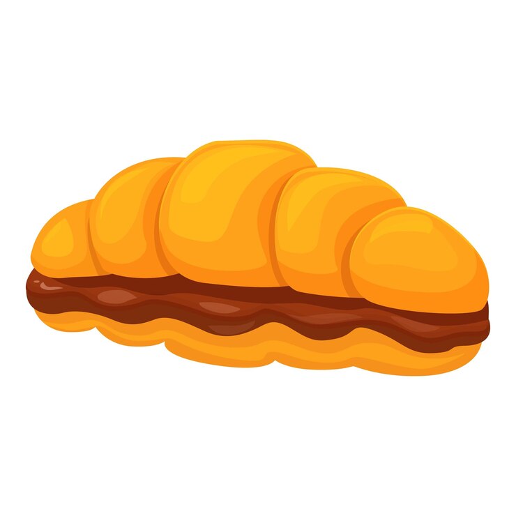 Un delicioso croissant lleno de crema de chocolate está sobre un fondo blanco