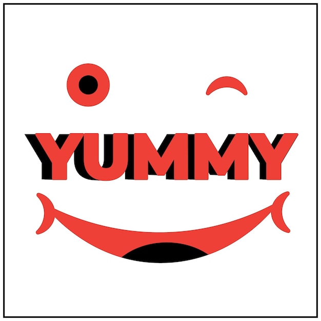 delicioso diseño de ilustración de logotipo con ojos sonrientes y boca adecuada para carteles de logotipos