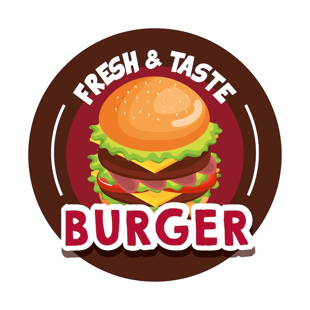 delicioso diseño de ilustración de vector de comida rápida hamburguesa grande