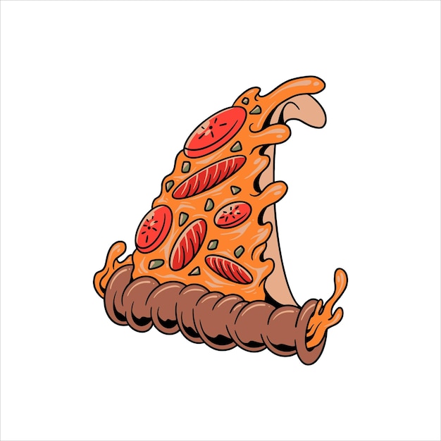 Vector delicioso diseño de vector de tatuaje de pizza