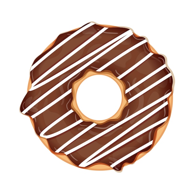 Delicioso donut con chocolate y glaseado blanco aislado sobre fondo blanco.