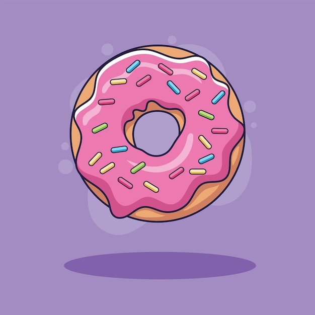 Un delicioso donut con helado rosado y salpicaduras de colores