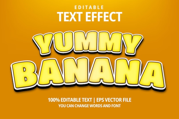 delicioso efecto de texto editable de estilo de comida de plátano