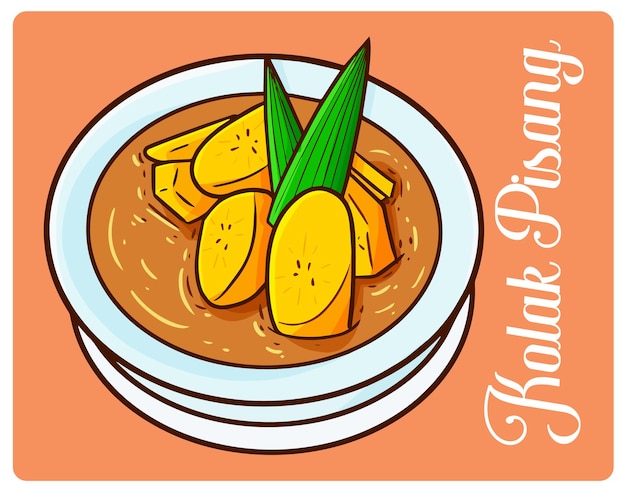 Vector delicioso kolak pisang, un postre de ramadán de indonesia en estilo simple doodle