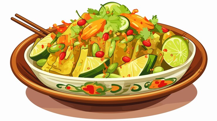 Vector delicioso lontong sayur padang un plato tradicional indonesio