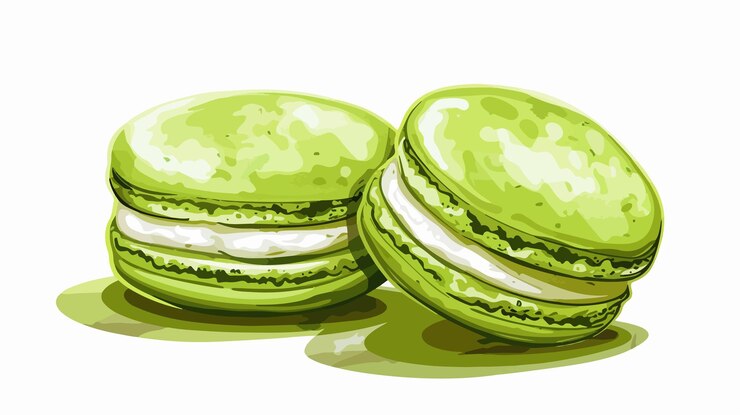 Vector delicioso macarrón verde en el fondo blanco ilustración vectorial