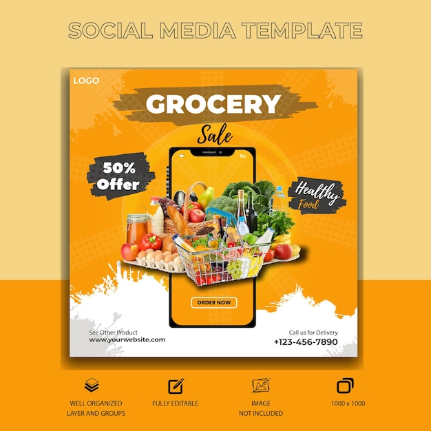 Vector delicioso menú de comida y plantilla de promoción de redes sociales culinarias vector premium