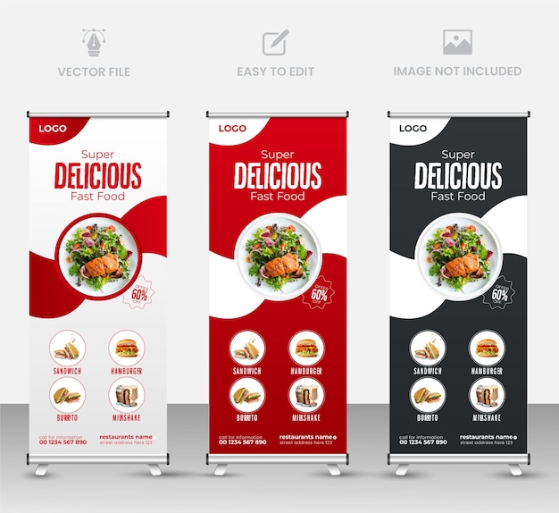 delicioso menú de comida de restaurante enrollar plantilla de diseño