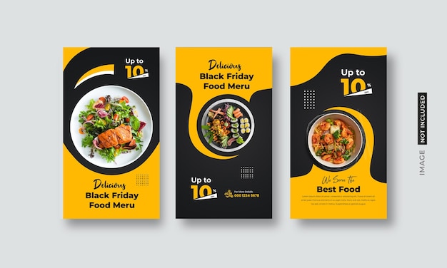 Un delicioso menú de hamburguesas y comida con plantilla de historia de Instagram y Facebook