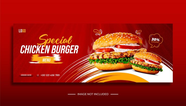 Delicioso menú de hamburguesas y plantilla de diseño de banner web