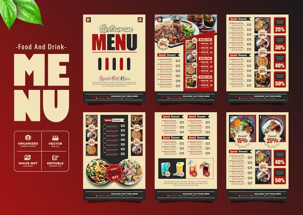 Delicioso menú de restaurante de Bali para comida y bebidas