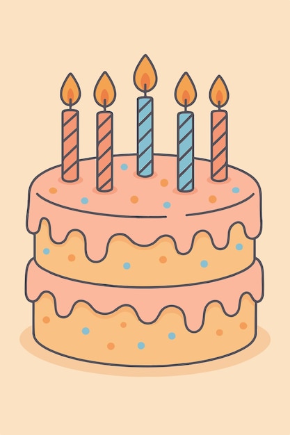 Un delicioso pastel de cumpleaños de dos niveles con velas encendidas
