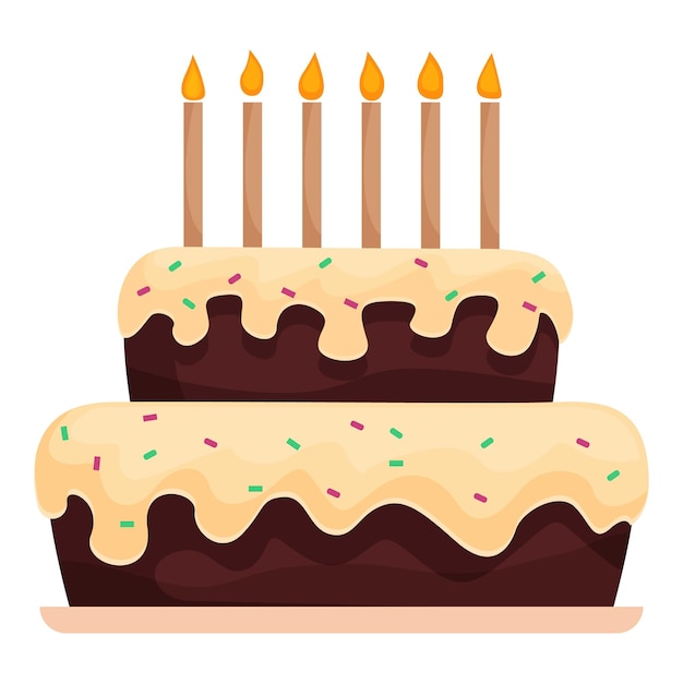 Delicioso pastel de cumpleaños de dos niveles con velas encendidas