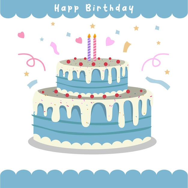 Delicioso pastel de cumpleaños con helados coloridos y velas