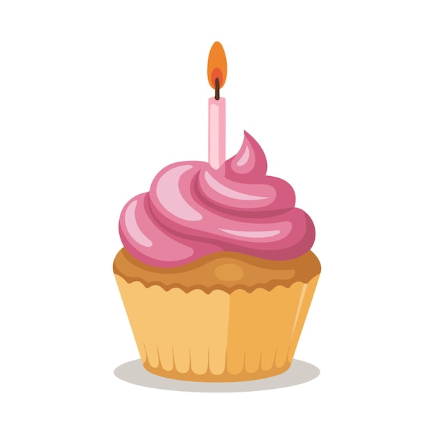 Un delicioso pastel con glaseado rosa y una vela de cumpleaños
