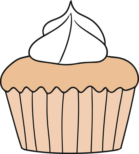 Delicioso pastel de vainilla con crema batida encima Arte de postre ilustrado sencillo