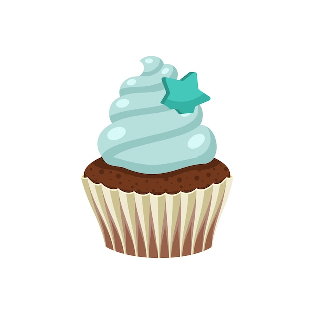 Vector delicioso pastelito dulce con ilustración de vector de color crema