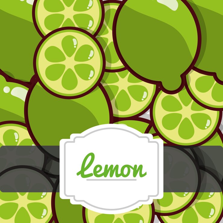 Vector delicioso patrón de etiqueta de fruta fresca de limón