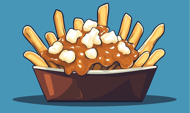 Un delicioso plato de poutine Una ilustración canadiense de comida de confort