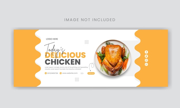 Delicioso pollo portada de redes sociales o plantilla de diseño de banner web vector premium vector premium