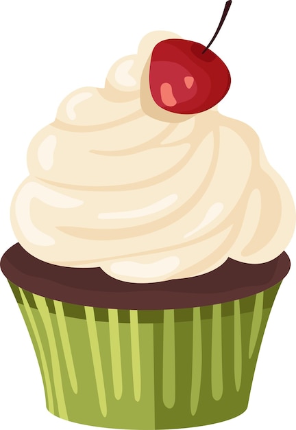 Delicioso postre muffin bizcocho bizcocho bizcocho bizcocho chocolate bizcocho crema y cereza