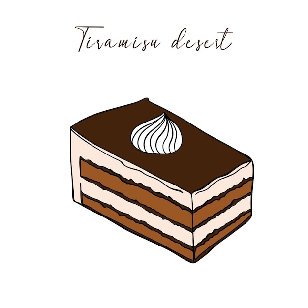 Delicioso postre de tiramis con chocolate con crema batida y queso mascarpone cacao y café