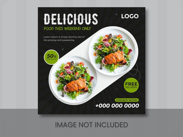 Delicioso restaurante de comida rápida con descuento Menú de hamburguesas marketing comercial redes sociales publicación de Instagram