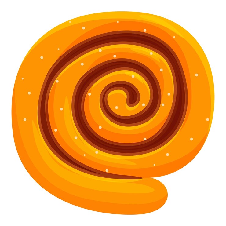Vector delicioso rollo de canela con glaseado de azúcar formando una espiral perfecta