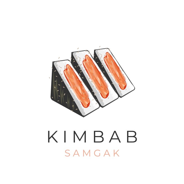 Delicioso Samgak Gimbap Kimbap Ilustración Logo