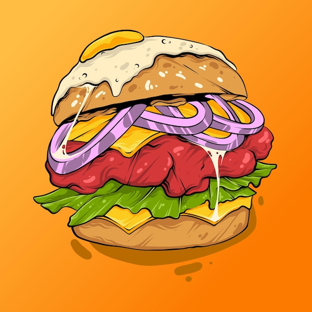 Delicioso sándwich y hamburguesa ilustración