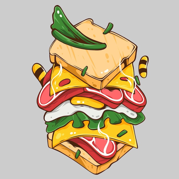 Delicioso, sándwich, ilustración