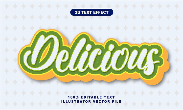 Delicioso texto editable estilo 3d