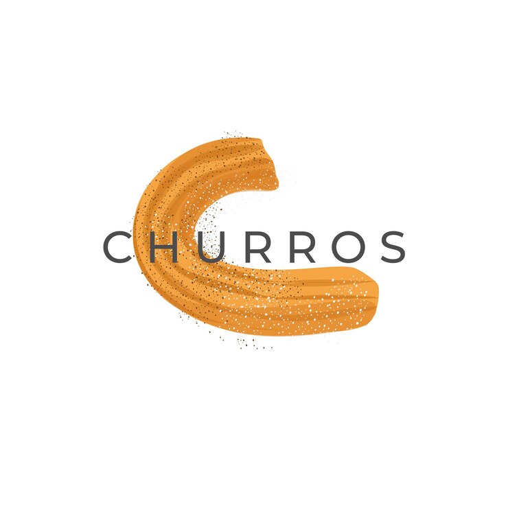 Deliciosos Churros Logotipo De Ilustración Simple Con Espolvoreado De Azúcar Dulce