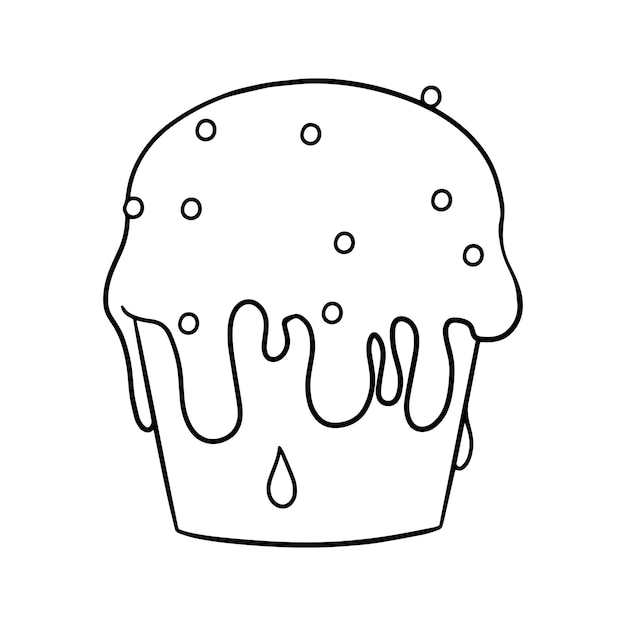 Deliciosos cupcakes monocromáticos vertidos con crema dulce y delicada y chispitas de azúcar de dibujos animados vectoriales
