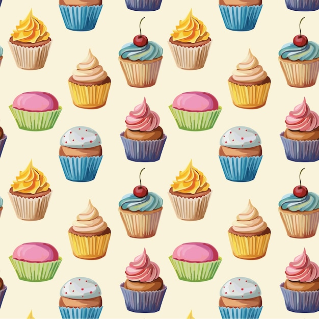 Deliciosos y hermosos muffins con patrón de crema para el embalaje