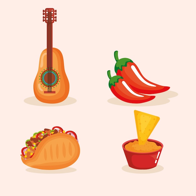 Deliciosos iconos de comida mexicana