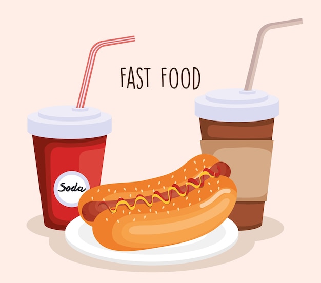 Deliciosos iconos de comida rápida vector ilustración diseño