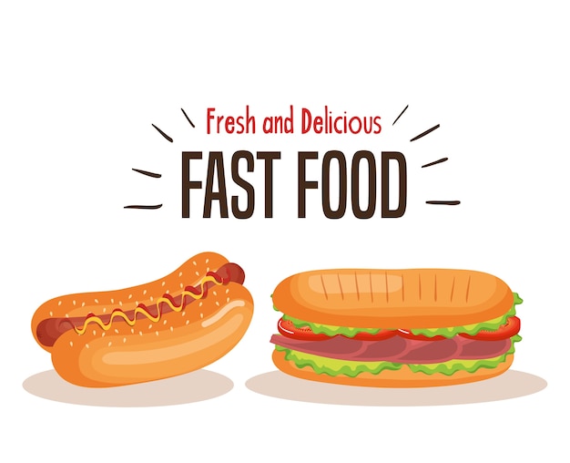 deliciosos iconos de comida rápida vector ilustración diseño