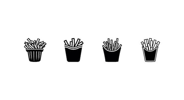Deliciosos iconos de papas fritas Gráficos vectoriales de papas fritas