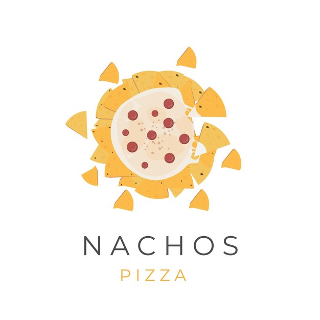 Deliciosos Nachos Queso Pizza Ilustración Logo