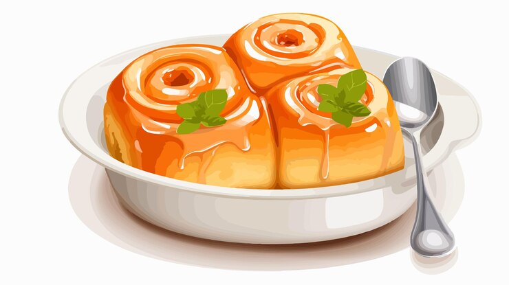Vector deliciosos rollos de mermelada con sabor a naranja en un plato de cerámica blanca