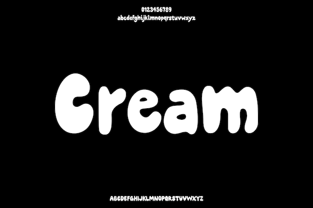 Delicious Cream visualización vectorial creativa diseño de fuentes alfabéticas