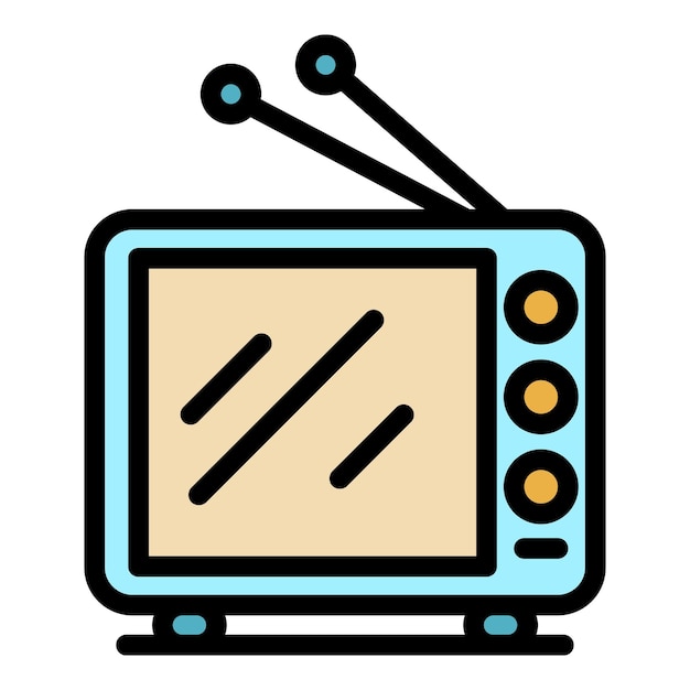 Democracia en el icono de la televisión Contorno de la democracia en el icono del vector de la televisión color plano aislado