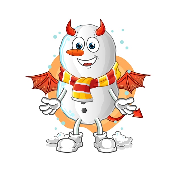 Demonio muñeco de nieve con alas mascota de dibujos animados