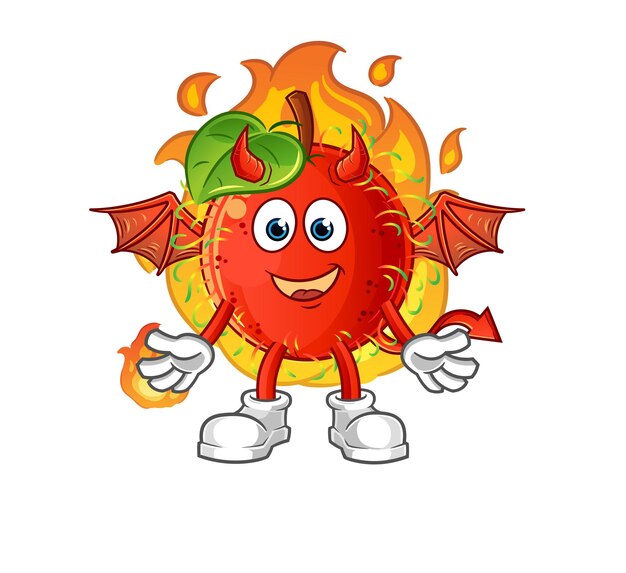 Demonio rambután con carácter de alas. vector de mascota de dibujos animados