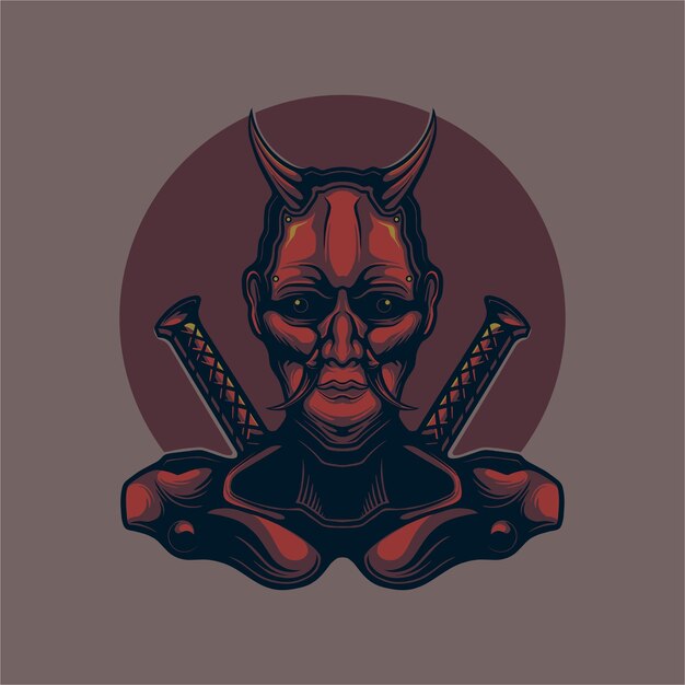 demonio robot con vector samurai