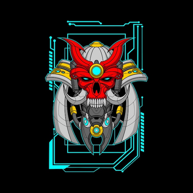 demonio rojo mecha samurai cara