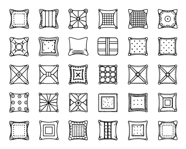 Vector denim cushion line art 50 diseños de conjuntos de iconos